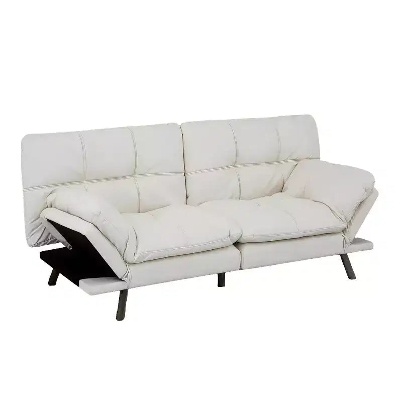 Divano letto futon convertibile nero/marrone/grigio/nero opaco/bianco – Similpelle, schienale e braccioli regolabili, 3 posti