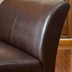 Divanetto in similpelle marrone, stile contemporaneo, 2 posti