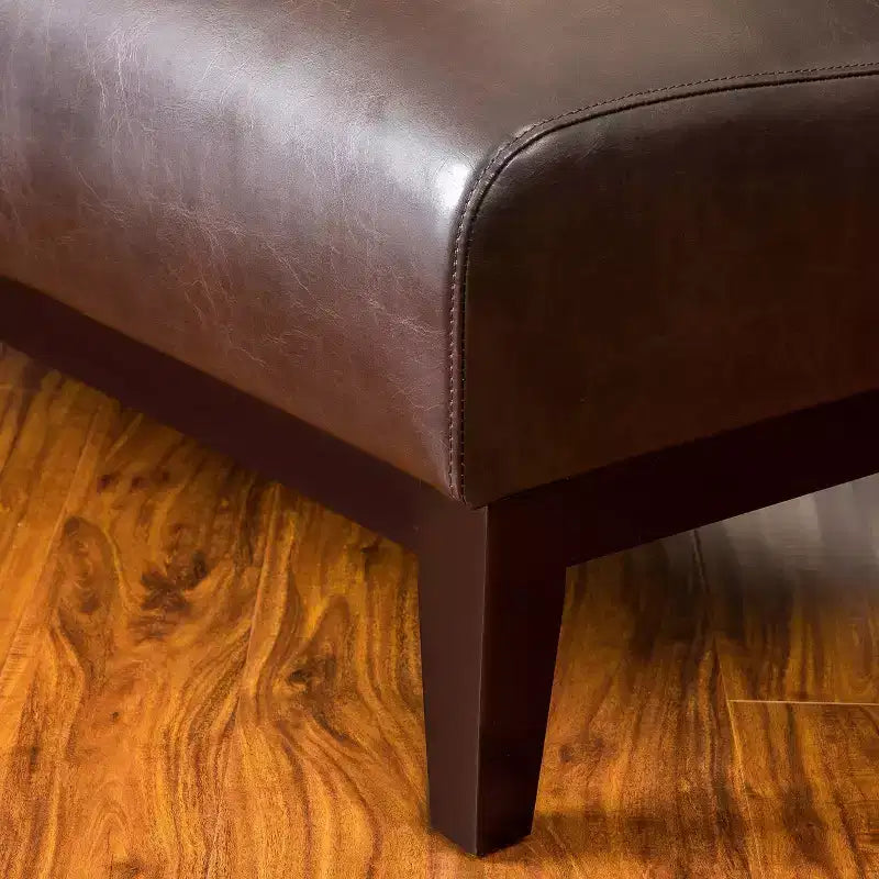 Divanetto in similpelle marrone, stile contemporaneo, 2 posti