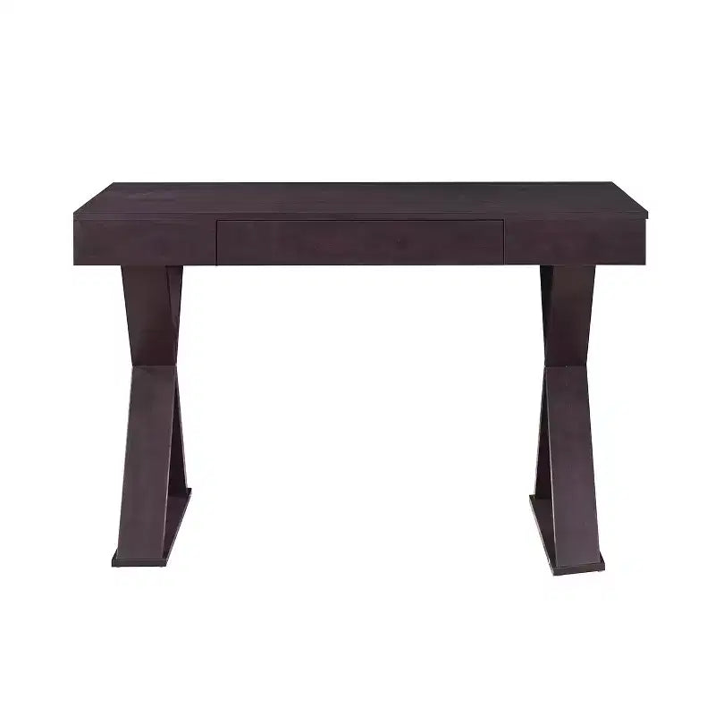 Scrivania Espresso con cassetto – Stile a gambe a X, 1 persona