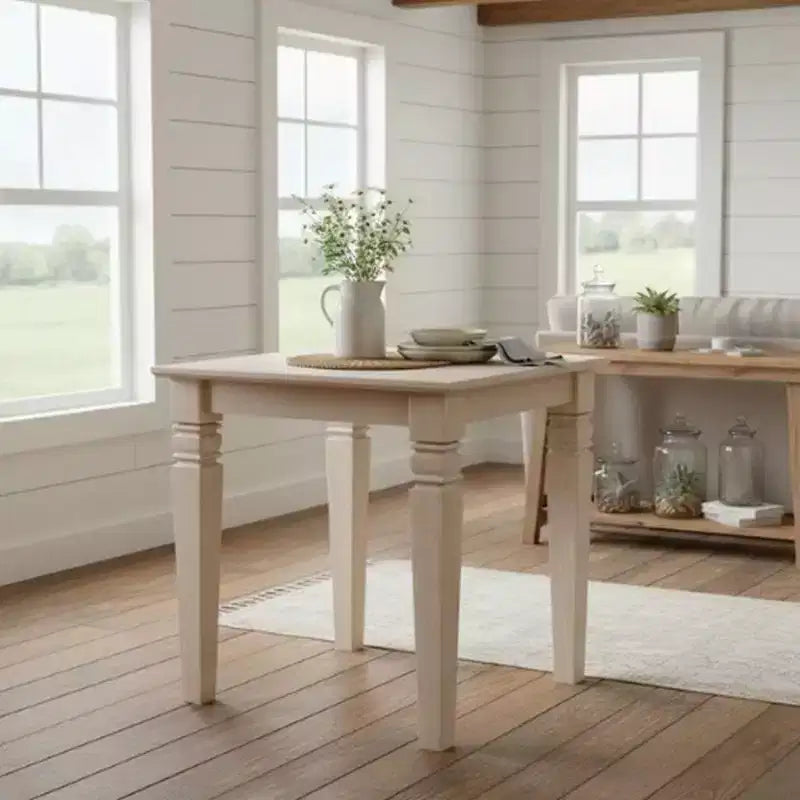 Tavolino rettangolare Off-White, Legno massiccio, 1 pezzo