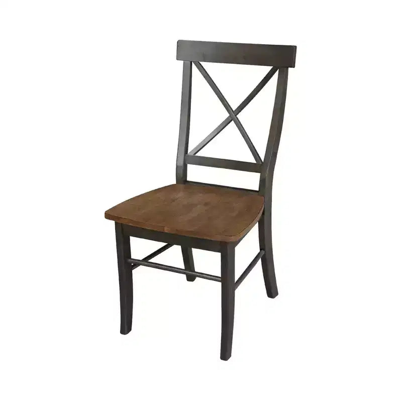 Tavolo da pranzo rotondo con ante a ribalta da 42" e 2 sedie senza braccioli, set da 3 pezzi, per 2 persone – Hickory/Washed Coal