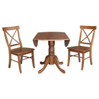 Tavolo da pranzo rotondo con ante a ribalta da 42" e 2 sedie senza braccioli, set da 3 pezzi, per 2 persone – Hickory/Washed Coal