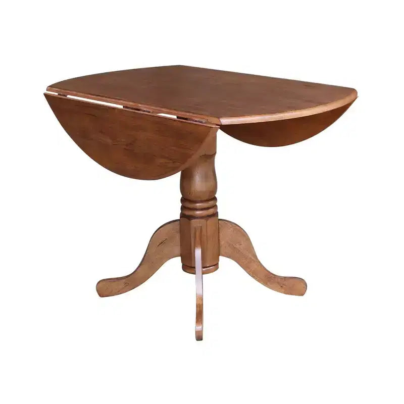 Tavolo da pranzo rotondo con ante a ribalta da 42" e 2 sedie senza braccioli, set da 3 pezzi, per 2 persone – Hickory/Washed Coal
