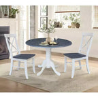 Tavolo da pranzo rotondo con ante a ribalta da 42" e 2 sedie senza braccioli, set da 3 pezzi, per 2 persone – Hickory/Washed Coal