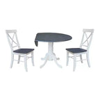 Tavolo da pranzo rotondo con ante a ribalta da 42" e 2 sedie senza braccioli, set da 3 pezzi, per 2 persone – Hickory/Washed Coal