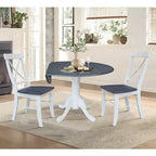 Tavolo da pranzo rotondo con ante a ribalta da 42" e 2 sedie senza braccioli, set da 3 pezzi, per 2 persone – Hickory/Washed Coal