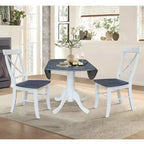 Tavolo da pranzo rotondo con ante a ribalta da 42" e 2 sedie senza braccioli, set da 3 pezzi, per 2 persone – Hickory/Washed Coal