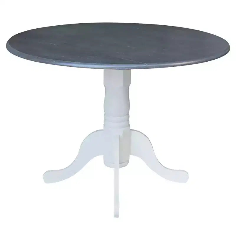 Tavolo da pranzo rotondo con ante a ribalta da 42" e 2 sedie senza braccioli, set da 3 pezzi, per 2 persone – Hickory/Washed Coal