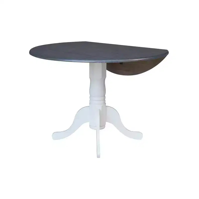 Tavolo da pranzo rotondo con ante a ribalta da 42" e 2 sedie senza braccioli, set da 3 pezzi, per 2 persone – Hickory/Washed Coal