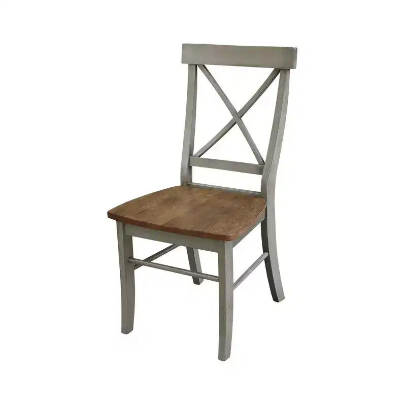 Tavolo da pranzo rotondo con ante a ribalta da 42" e 2 sedie senza braccioli, set da 3 pezzi, per 2 persone – Hickory/Washed Coal