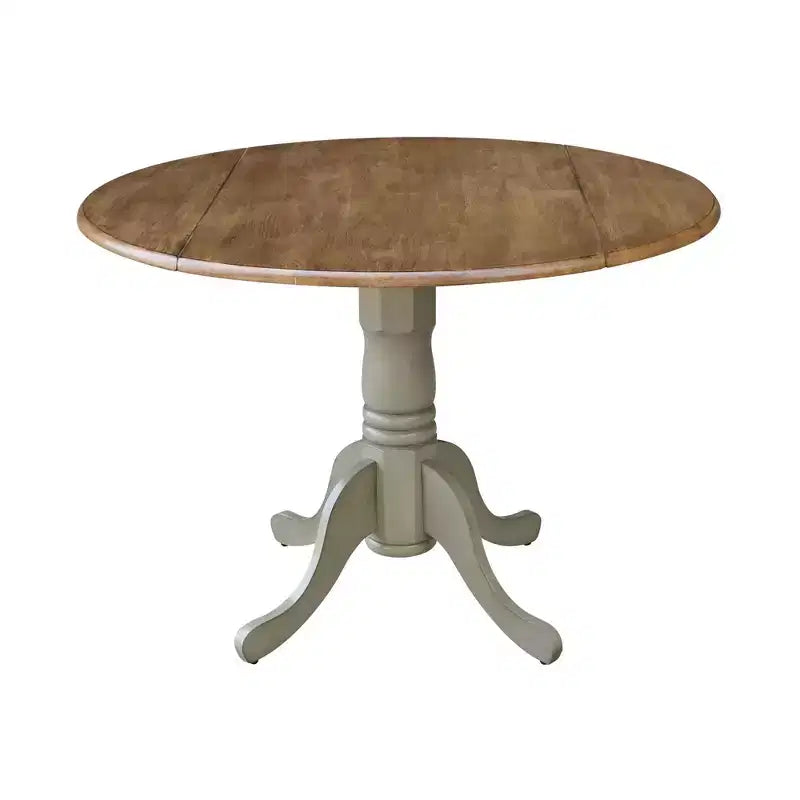 Tavolo da pranzo rotondo con ante a ribalta da 42" e 2 sedie senza braccioli, set da 3 pezzi, per 2 persone – Hickory/Washed Coal