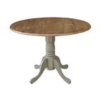 Tavolo da pranzo rotondo con ante a ribalta da 42" e 2 sedie senza braccioli, set da 3 pezzi, per 2 persone – Hickory/Washed Coal