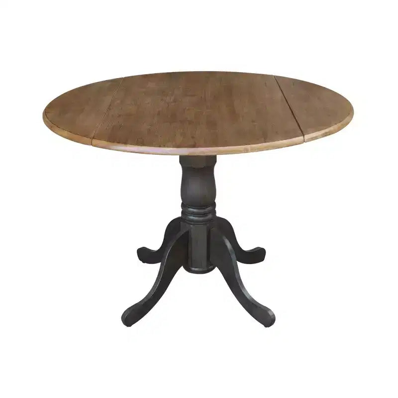 Tavolo da pranzo rotondo con ante a ribalta da 42" e 2 sedie senza braccioli, set da 3 pezzi, per 2 persone – Hickory/Washed Coal