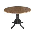 Tavolo da pranzo rotondo con ante a ribalta da 42" e 2 sedie senza braccioli, set da 3 pezzi, per 2 persone – Hickory/Washed Coal