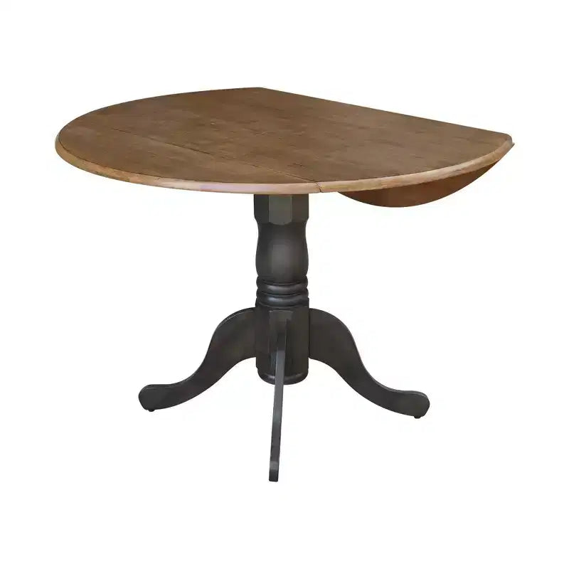 Tavolo da pranzo rotondo con ante a ribalta da 42" e 2 sedie senza braccioli, set da 3 pezzi, per 2 persone – Hickory/Washed Coal