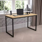 Scrivania industriale monoposto, 47", piano in mogano/acero/grigio rustico/noce, struttura nera/bianca