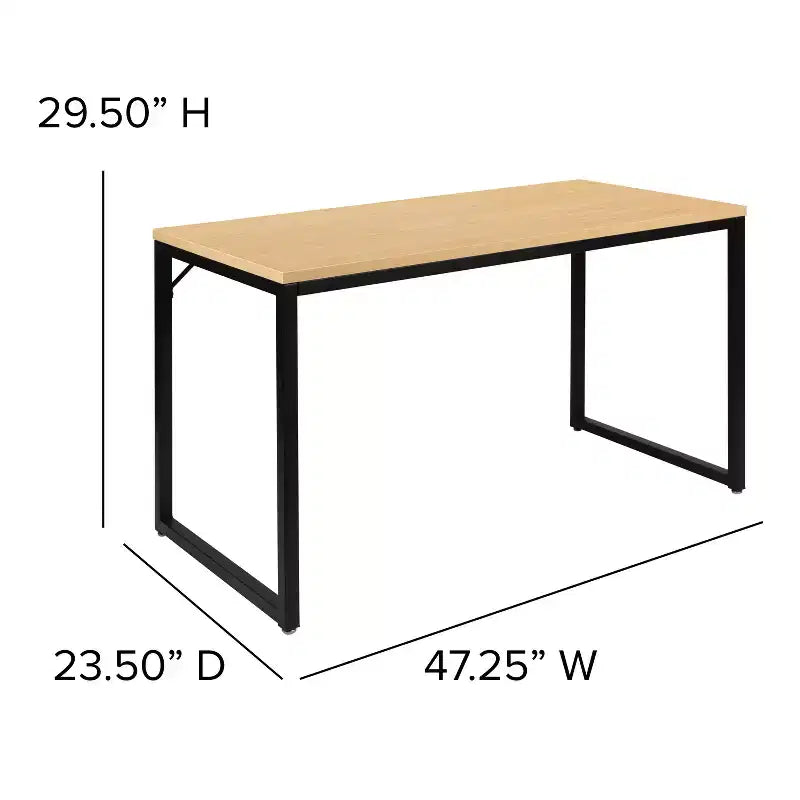 Scrivania industriale monoposto, 47", piano in mogano/acero/grigio rustico/noce, struttura nera/bianca