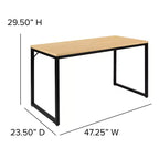 Scrivania industriale monoposto, 47", piano in mogano/acero/grigio rustico/noce, struttura nera/bianca