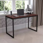 Scrivania industriale monoposto, 47", piano in mogano/acero/grigio rustico/noce, struttura nera/bianca