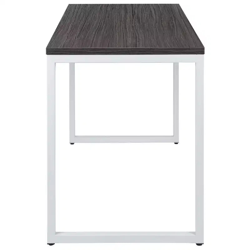 Scrivania industriale monoposto, 47", piano in mogano/acero/grigio rustico/noce, struttura nera/bianca