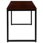 Scrivania industriale monoposto, 47", piano in mogano/acero/grigio rustico/noce, struttura nera/bianca