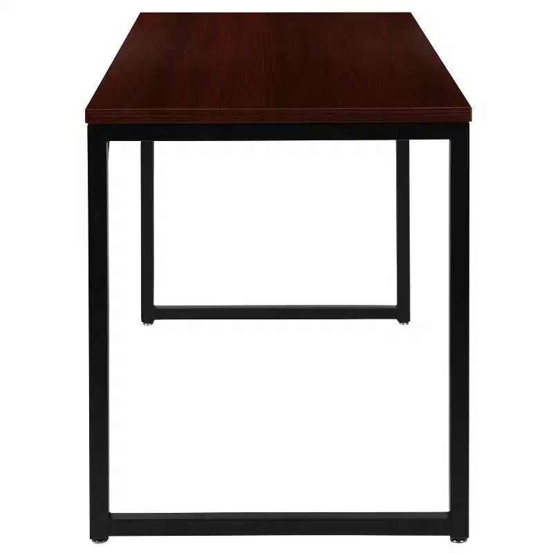 Scrivania industriale monoposto, 47", piano in mogano/acero/grigio rustico/noce, struttura nera/bianca