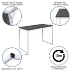 Scrivania industriale monoposto, 47", piano in mogano/acero/grigio rustico/noce, struttura nera/bianca