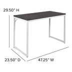 Scrivania industriale monoposto, 47", piano in mogano/acero/grigio rustico/noce, struttura nera/bianca