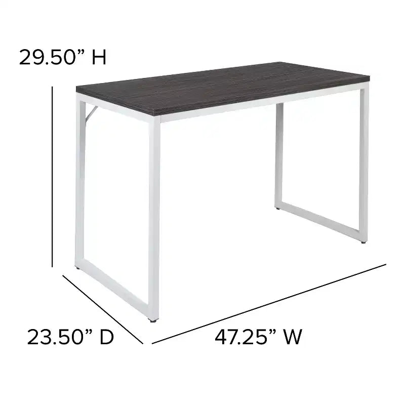 Scrivania industriale monoposto, 47", piano in mogano/acero/grigio rustico/noce, struttura nera/bianca