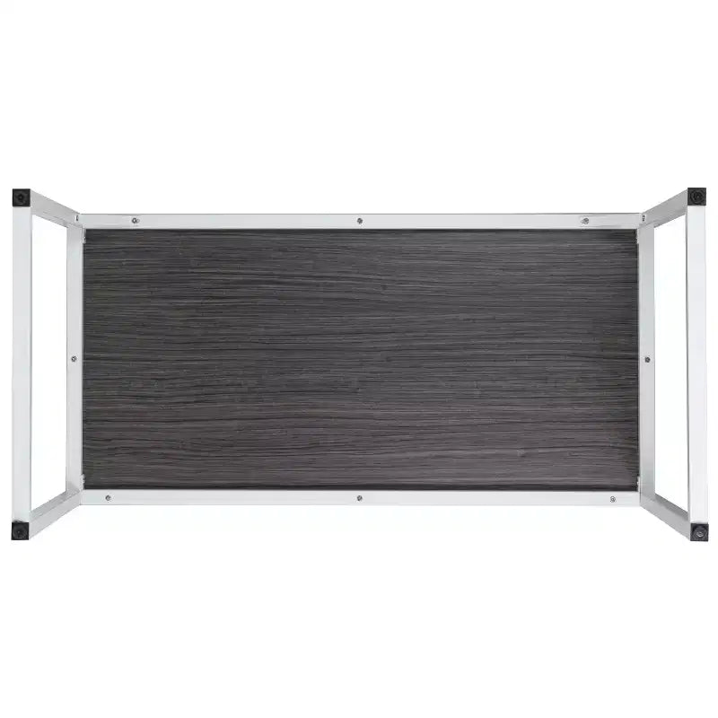 Scrivania industriale monoposto, 47", piano in mogano/acero/grigio rustico/noce, struttura nera/bianca