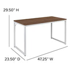 Scrivania industriale monoposto, 47", piano in mogano/acero/grigio rustico/noce, struttura nera/bianca
