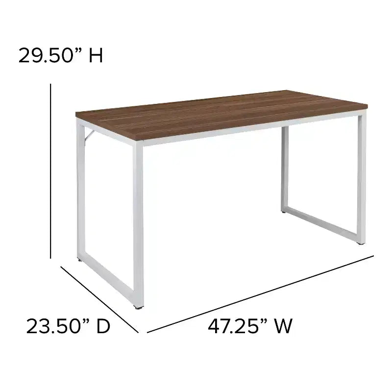 Scrivania industriale monoposto, 47", piano in mogano/acero/grigio rustico/noce, struttura nera/bianca