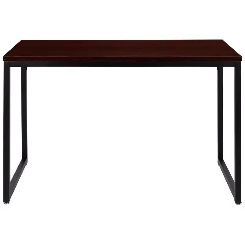 Scrivania industriale monoposto, 47", piano in mogano/acero/grigio rustico/noce, struttura nera/bianca