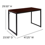 Scrivania industriale monoposto, 47", piano in mogano/acero/grigio rustico/noce, struttura nera/bianca