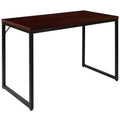 Scrivania industriale monoposto, 47", piano in mogano/acero/grigio rustico/noce, struttura nera/bianca