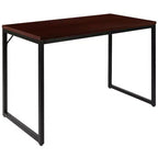 Scrivania industriale monoposto, 47", piano in mogano/acero/grigio rustico/noce, struttura nera/bianca