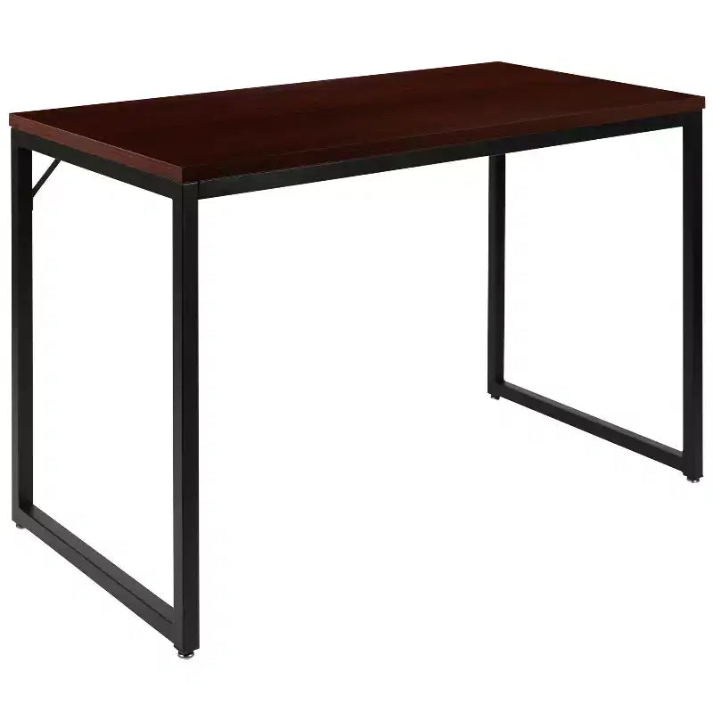 Scrivania industriale monoposto, 47", piano in mogano/acero/grigio rustico/noce, struttura nera/bianca