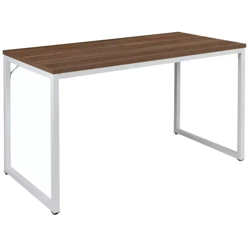 Scrivania industriale monoposto, 47", piano in mogano/acero/grigio rustico/noce, struttura nera/bianca