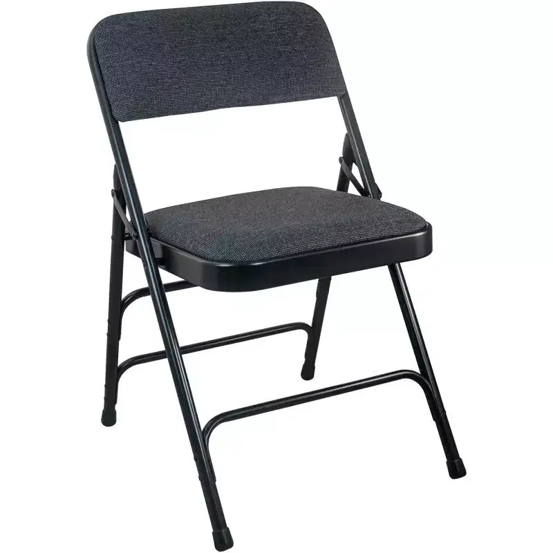 Sedia pieghevole imbottita in tessuto nero/grigio, schienale alto, 1 posto