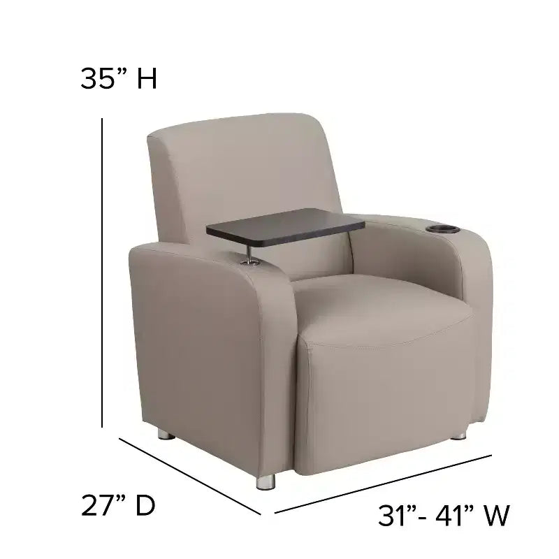 Sedia per ospiti in LeatherSoft con bracciolo a tavoletta e portabicchieri, seduta singola
